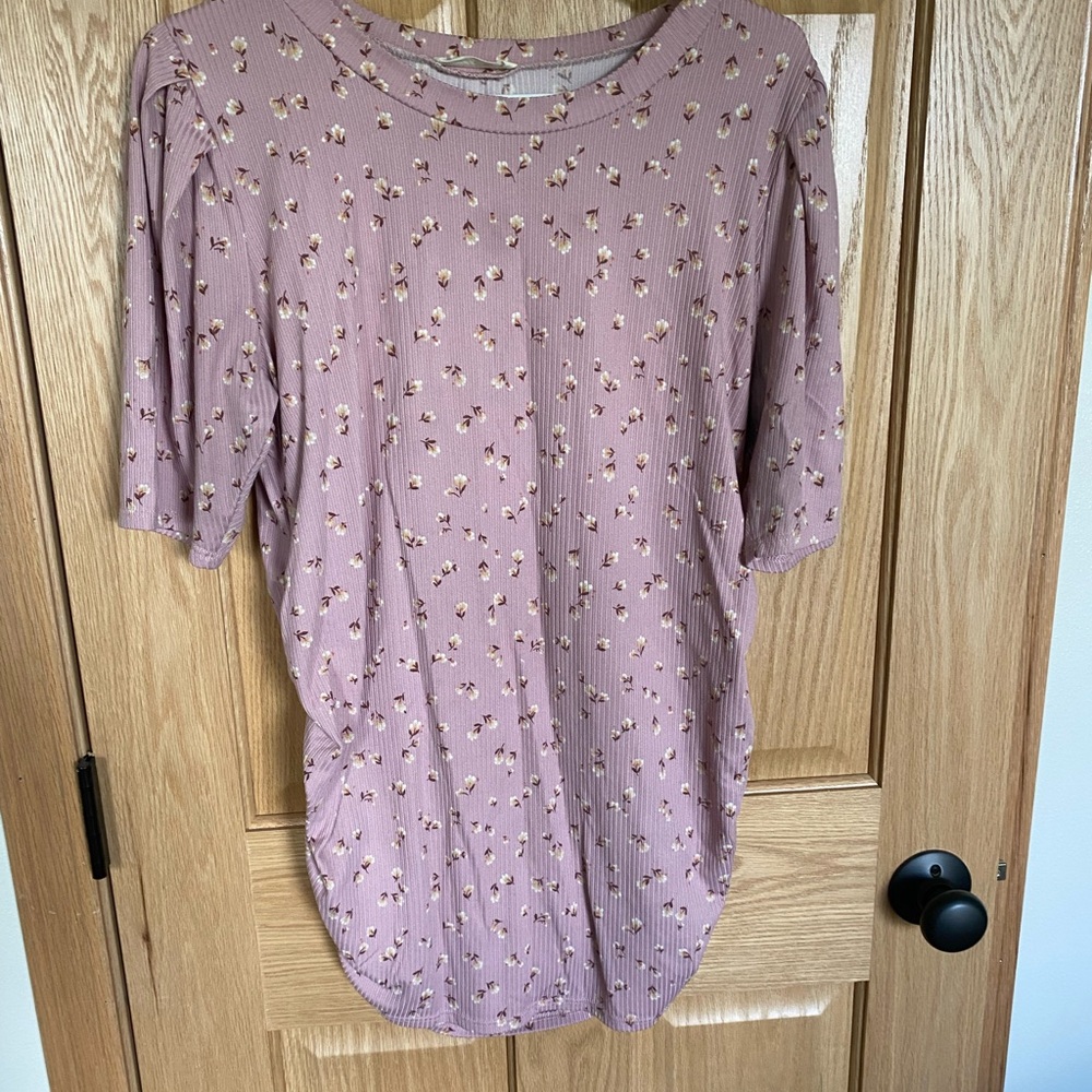 Black and Floral Mauve Women's Top